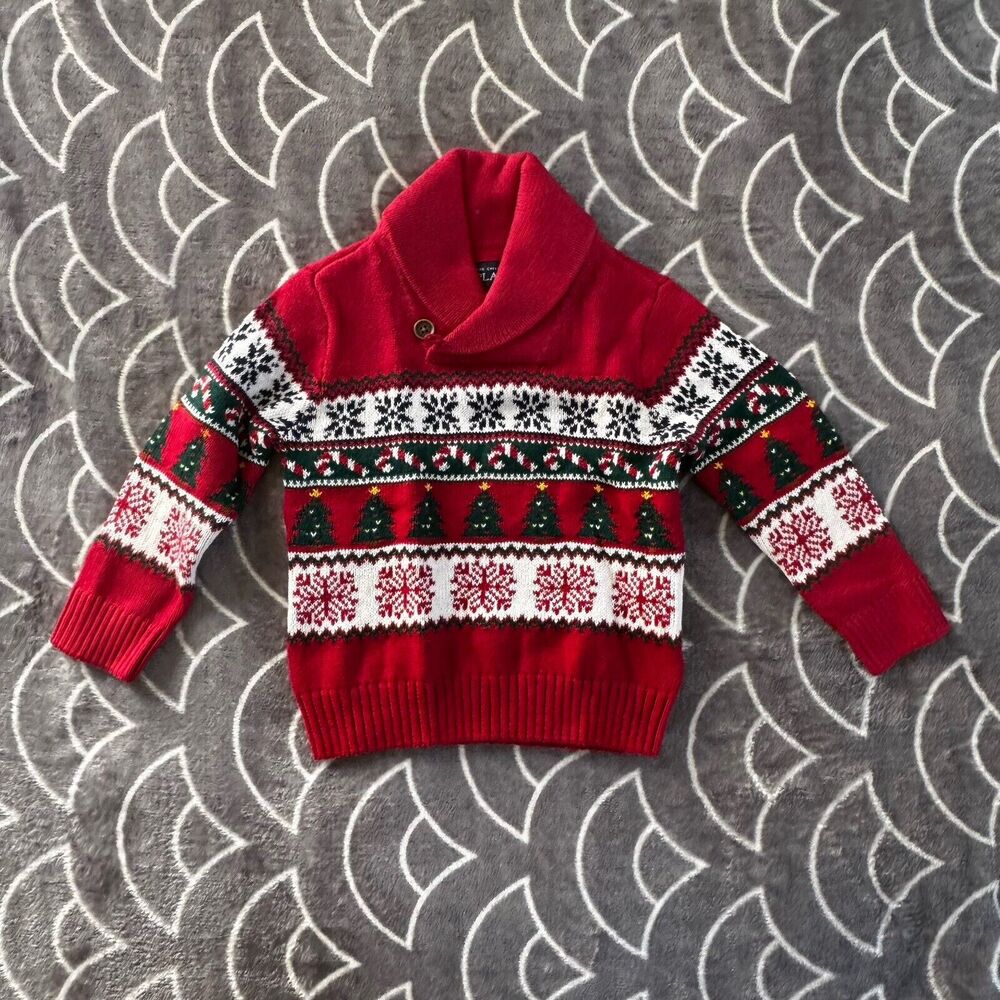 Children's Place Classic Red Long Sleeve Christmas Print Baby Sz 18-24M NWT
